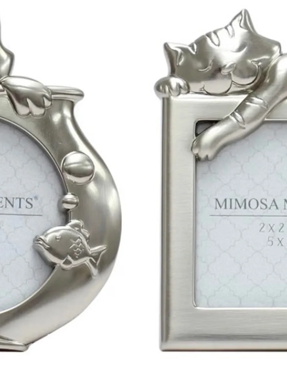Silver Cat-Themed Photo Frame for Pets - Decorative Display